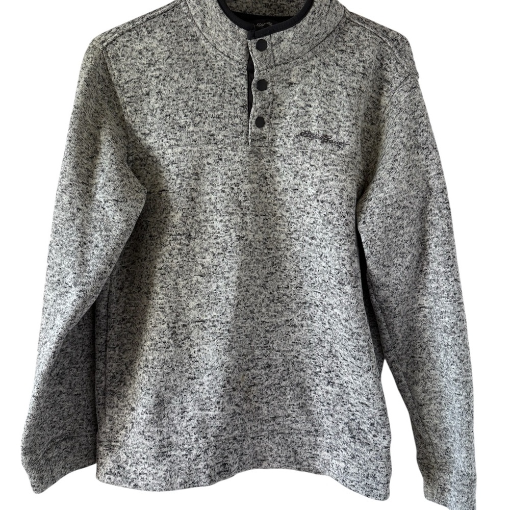 Eddie Bauer Men’s Radiator Fleece Pullover with Snaps, Light Grey Heather-Medium